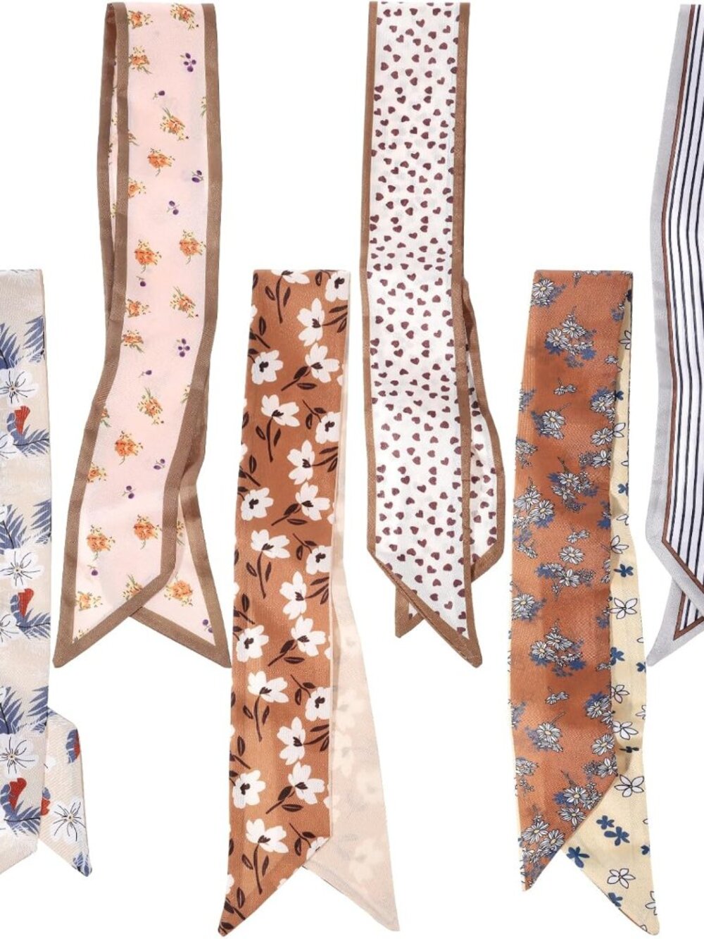 6 Pack Neck Scarf for Women,Heads Scarf,Purse Scarves for Handbags